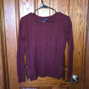 Maroon Sweater with Zipper Detailing